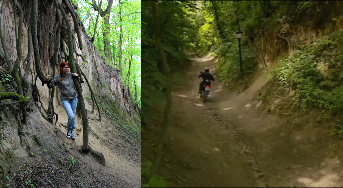 Sandomierz wąwóz motocykl